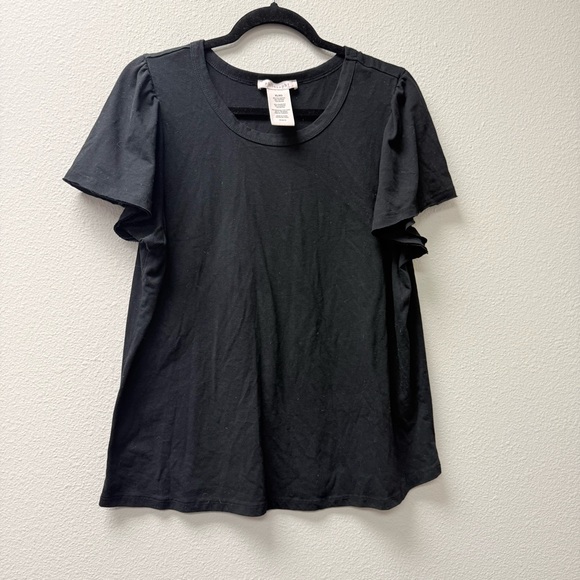 Philosophy Black Ruffle Sleeve Top XL Soft Casual Chic Blouse - Picture 2 of 6